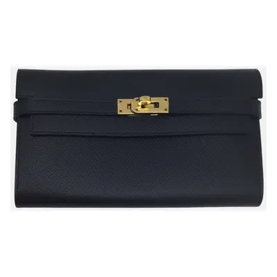 Hermes Black Epsom Leather Kelly Long Wallet