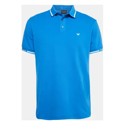 Emporio Armani Blue Cotton Jersey Polo T-Shirt