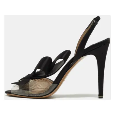 Nicholas Kirkwood Black Satin And PVC Ankle Strap Sandals Size 38.5