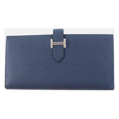 Hermes Bearnsfre Verso Epsom Purse W2024 Blue Leather