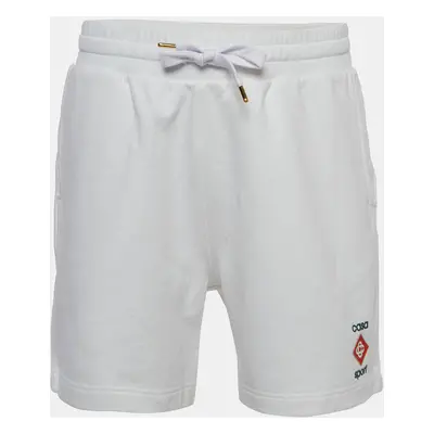 Casablanca White 3D Logo Print Cotton Drawstring Sweatshorts