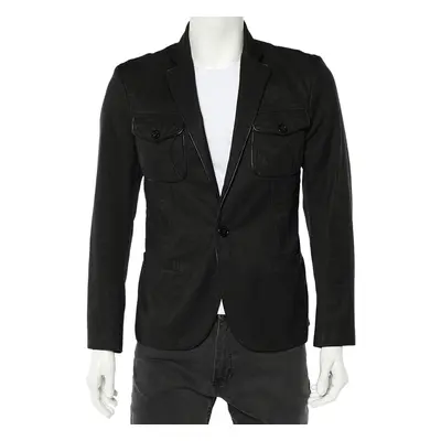 Just Cavalli Black Cotton Trim Detail Blazer