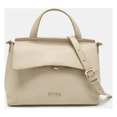 Furla Light Beige Leather Niki Top Handle Bag