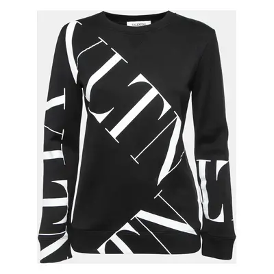 Valentino Black VLTN Print Cotton Crew Neck Sweatshirt