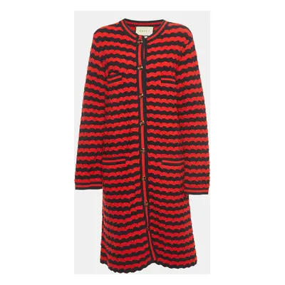 Gucci Red Striped Knit Long Cardigan