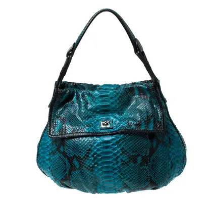 Zagliani Blue Python Leather Hobo