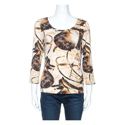 Escada Beige Jersey Saddle Print Long Sleeves Top