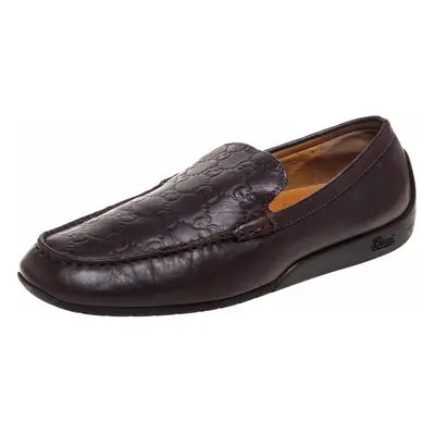 Gucci Dark Brown Guccissima Leather Slip On Loafers Size 39.5