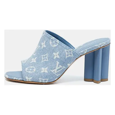 Louis Vuitton Blue Monogram Denim Mules Size