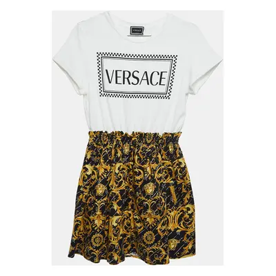 Versace White/Black Baroque Print Cotton T-Shirt Dress (12 Yrs)