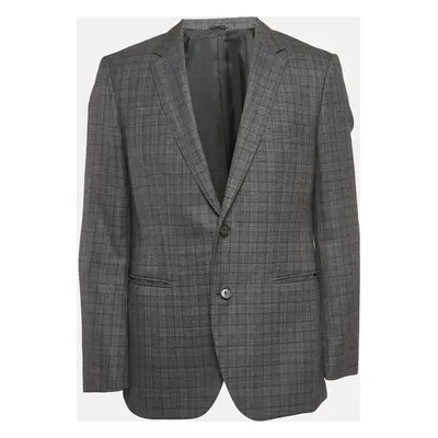 Boss By Hugo Boss Grey Checked Wool Single Breasted Blazer