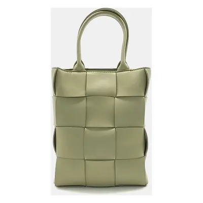 Bottega Veneta Green Leather Mini Cassette Tote Bag