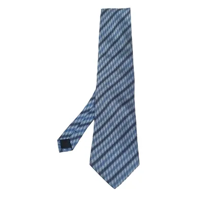 Lanvin Blue Striped Jacquard Silk Tie