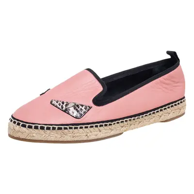 Fendi Pink Leather Bug Eye Espadrille Flats Size 37.5