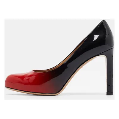 Salvatore Ferragamo Red/Black Ombre Patent Leather Platform Pumps Size