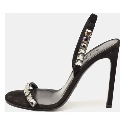 Gucci Black Suede Embellished Mallory Sandals Size