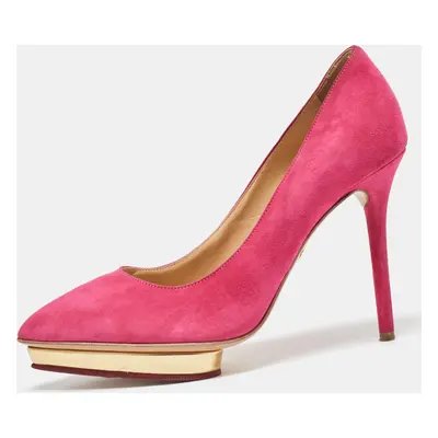 Charlotte Olympia Pink Suede Platform Pumps Size