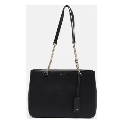 Dkny Black Leather Bryant Park Chain Tote