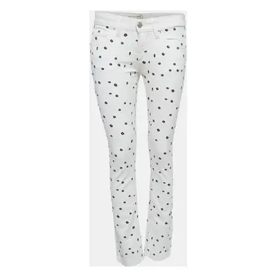 Isabel Marant Etoile White Embroidered Denim Jeans Waist 30"