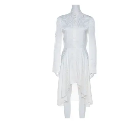 Alexander McQueen Cream Leaf Jacquard Asymmetric Hem Shirt Dress