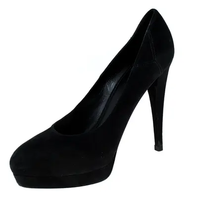 Saint Laurent Paris Black Suede Platform Pumps