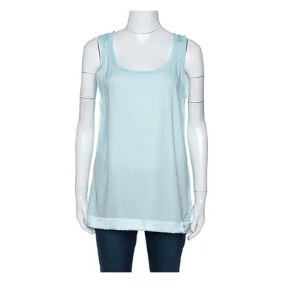 Missoni Pastel Blue Silk & Knit Sleeveless Scoop Neck Top