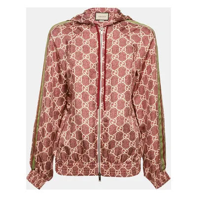 Gucci Red GG Supreme Silk Zip-Up Jacket