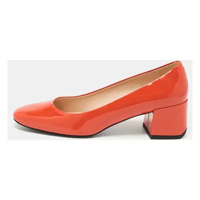 Tod's Orange Patent Leather Block Heel Pumps Size 38.5