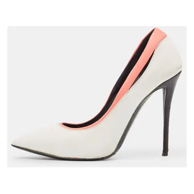 Giuseppe Zanotti White/Pink Leather Pointed Toe Pumps Size