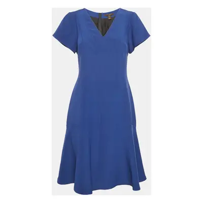 Louis Vuitton Blue Silk V-Neck Panelled Short Dress