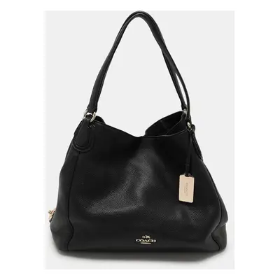 Coach Black Leather Edie Satchel