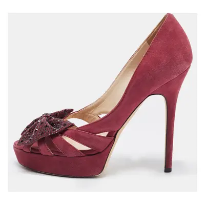 Jimmy Choo Plum Suede Taja Platform Pumps Size