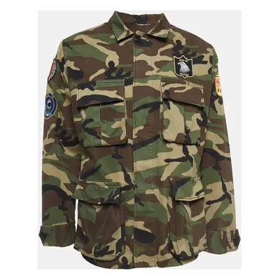 Saint Laurent Green Camouflage Print Cotton Utility Jacket