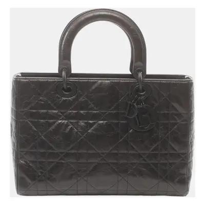 Dior Black Leather Lady D-Sire Macrocannage Handbag