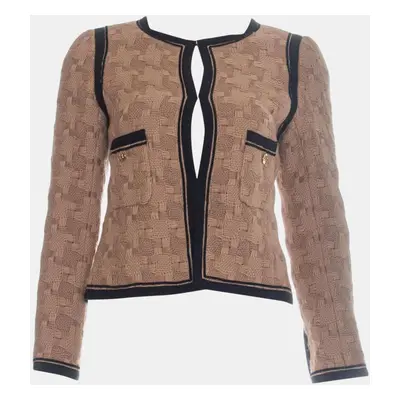 Chanel Brown Woven Wool Round Neck Jacket