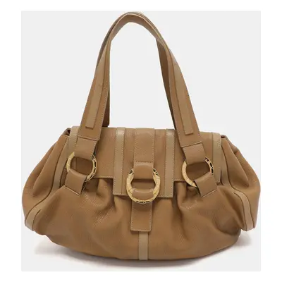 Bvlgari Beige Leather Chandra Shoulder Bag