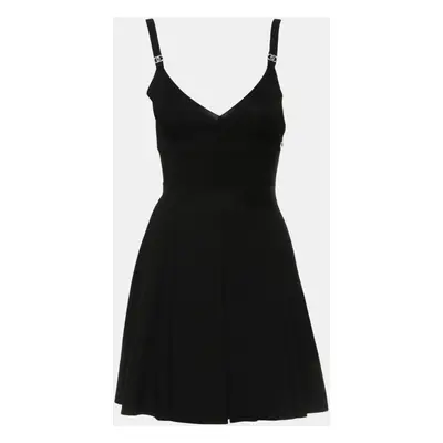 Chanel Black Classic CC Logo Embellishments Pleated Dress