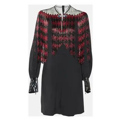 Gucci Black Crepe Diamond Bead Fringed Mini Dress