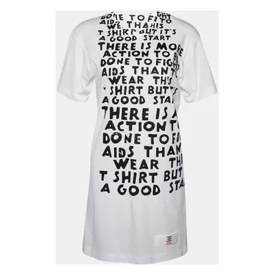 Friends & Comme des Garçons Happy Holidays White Printed Cotton Knit T-Shirt Dress