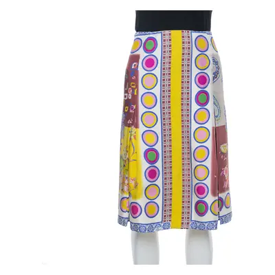 Etro Multicolor Floral Print Silk Pleated Skirt