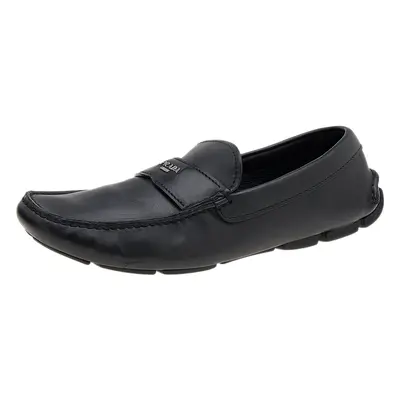 Prada Black Leather Slip On Loafers Size