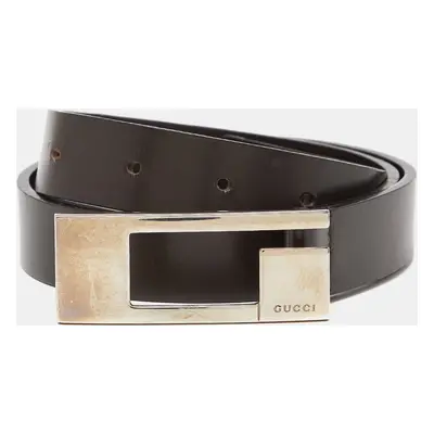 Gucci Brown Leather G Buckle Waist Belt 75CM