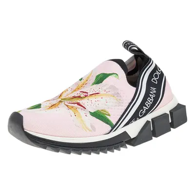 Dolce & Gabbana Pink Knit Fabric Sorrento Slip on Sneakers Size 37.5