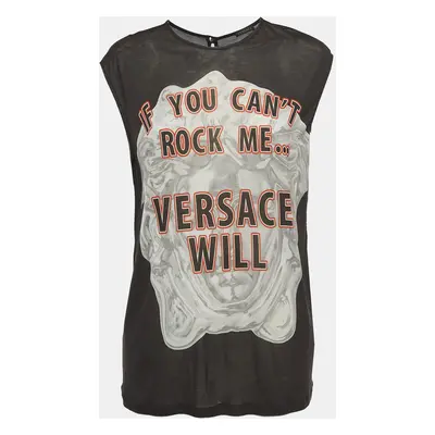 Versace Black Printed Jersey Loose Fit Tank Top