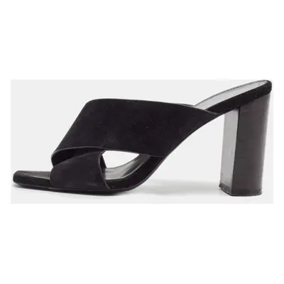 Saint Laurent Black Suede Loulou Slide Sandals Size 37.5