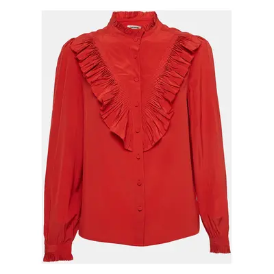 Zadig & Voltaire Red Silk Ruffled Taccora Shirt