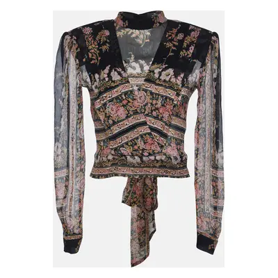 Etro Multicolor Floral Print Silk Blouse