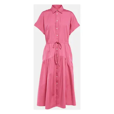 Polo Ralph Lauren Pink Cotton Button Front Tie-Up Waist Midi Dress