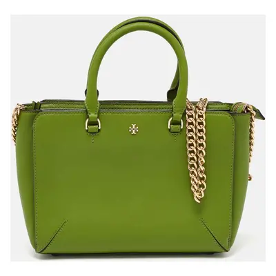 Tory Burch Green Saffiano Leather Robinson Tote