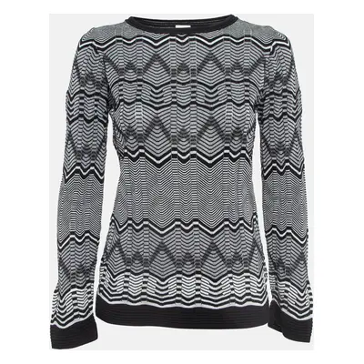 M Missoni Monochrome Chevron Pattern Crew Neck Sweatshirt